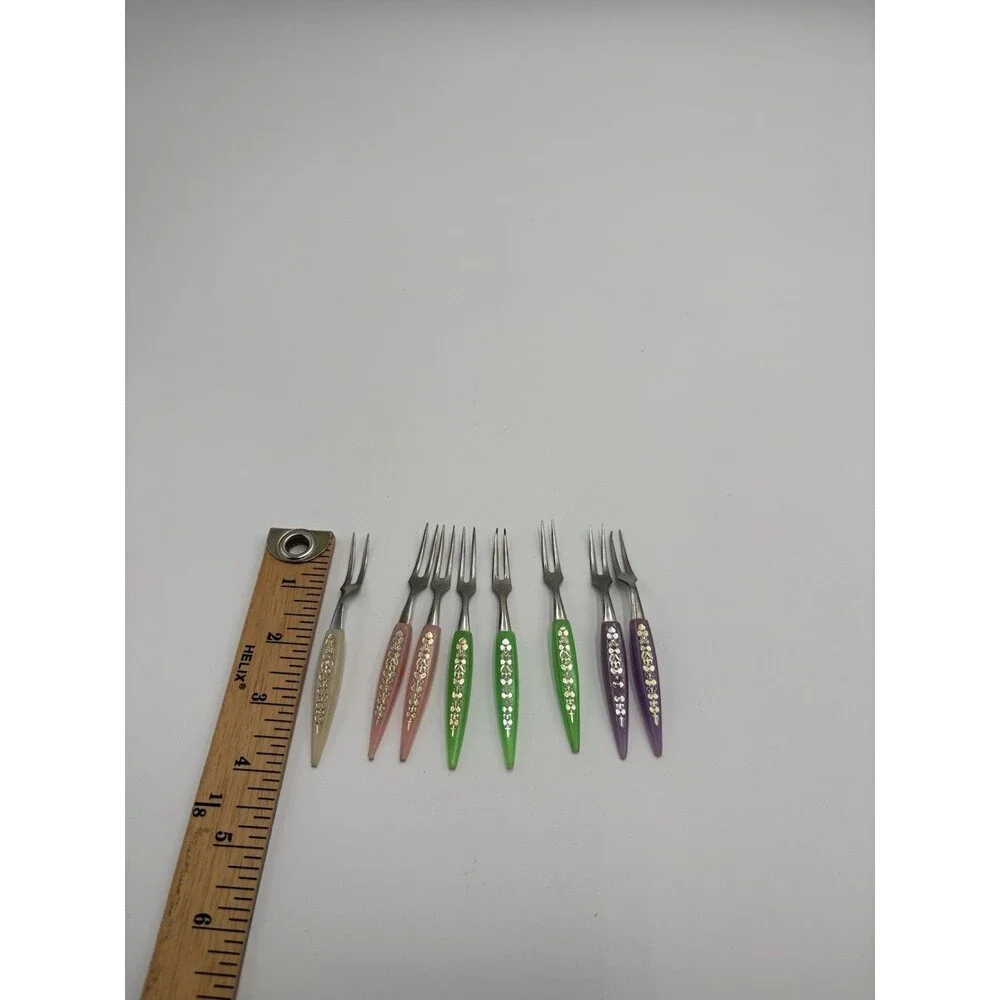 8 Mid Century Modern Stainless Japan Hors d'oeuvre Forks